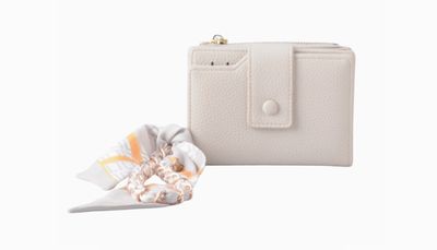 Wallet Adorned with Matching Scarf Hang-Off- Taupe