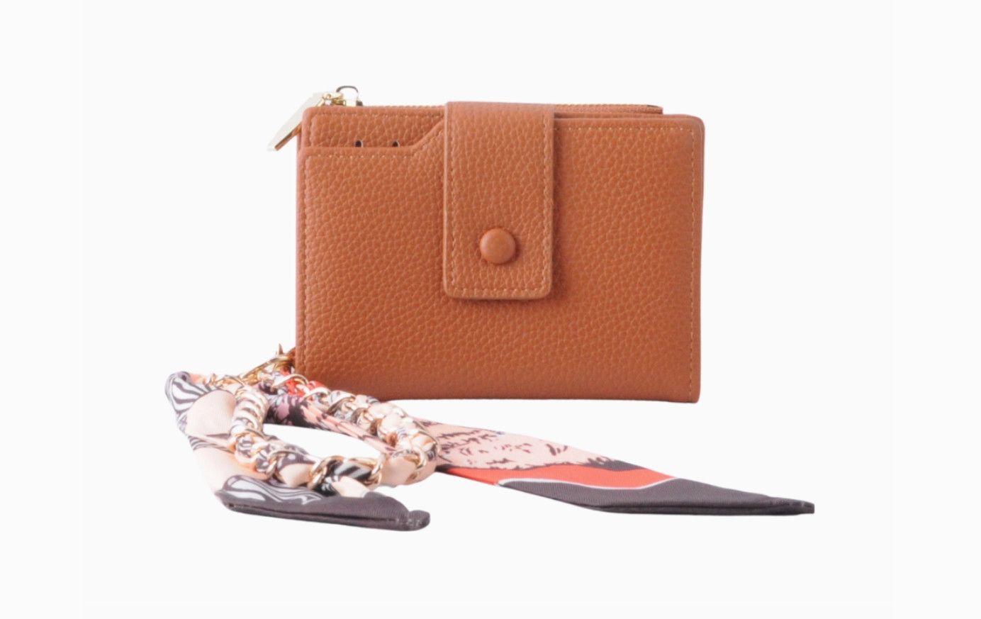 Wallet Adorned with Matching Scarf Hang-Off- Tan
