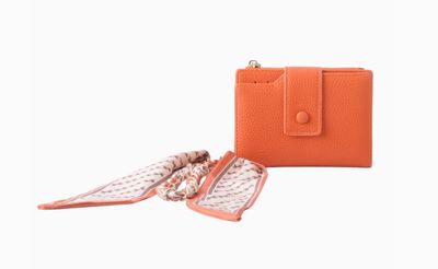 Wallet Adorned with Matching Scarf Hang-Off- Orange