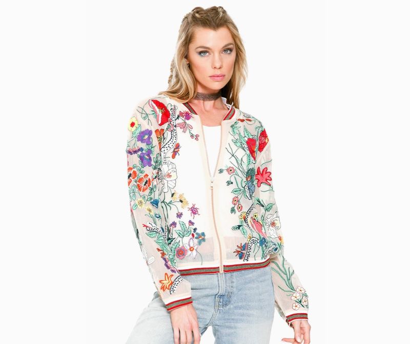 Bellezza Embroidered Bomber Jacket Bellezza Embroidered Bomber Jacket