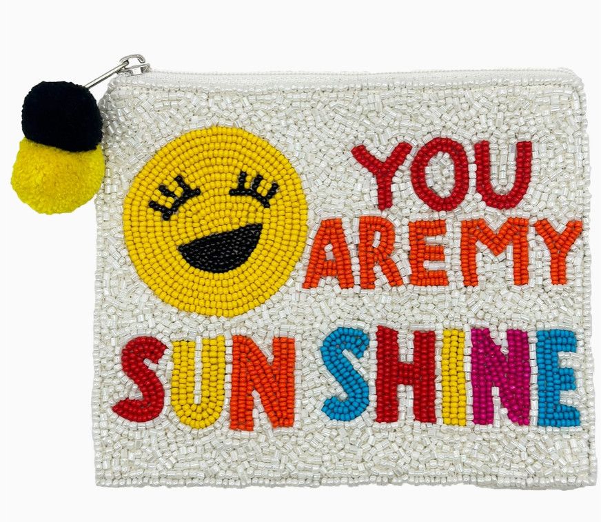 You Are My Sunshine Beaded Coin Pouch