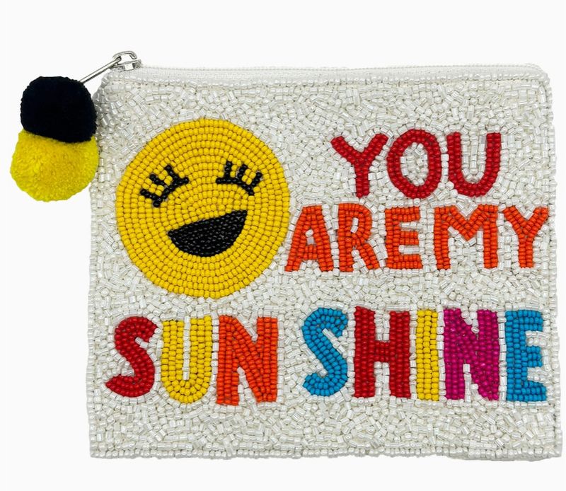 You Are My Sunshine Beaded Coin Pouch