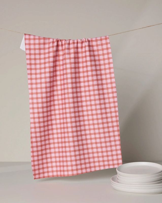 Cupids Plaid Tea Towel