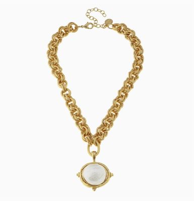 Gold Chain Necklace with Cotton Pearl