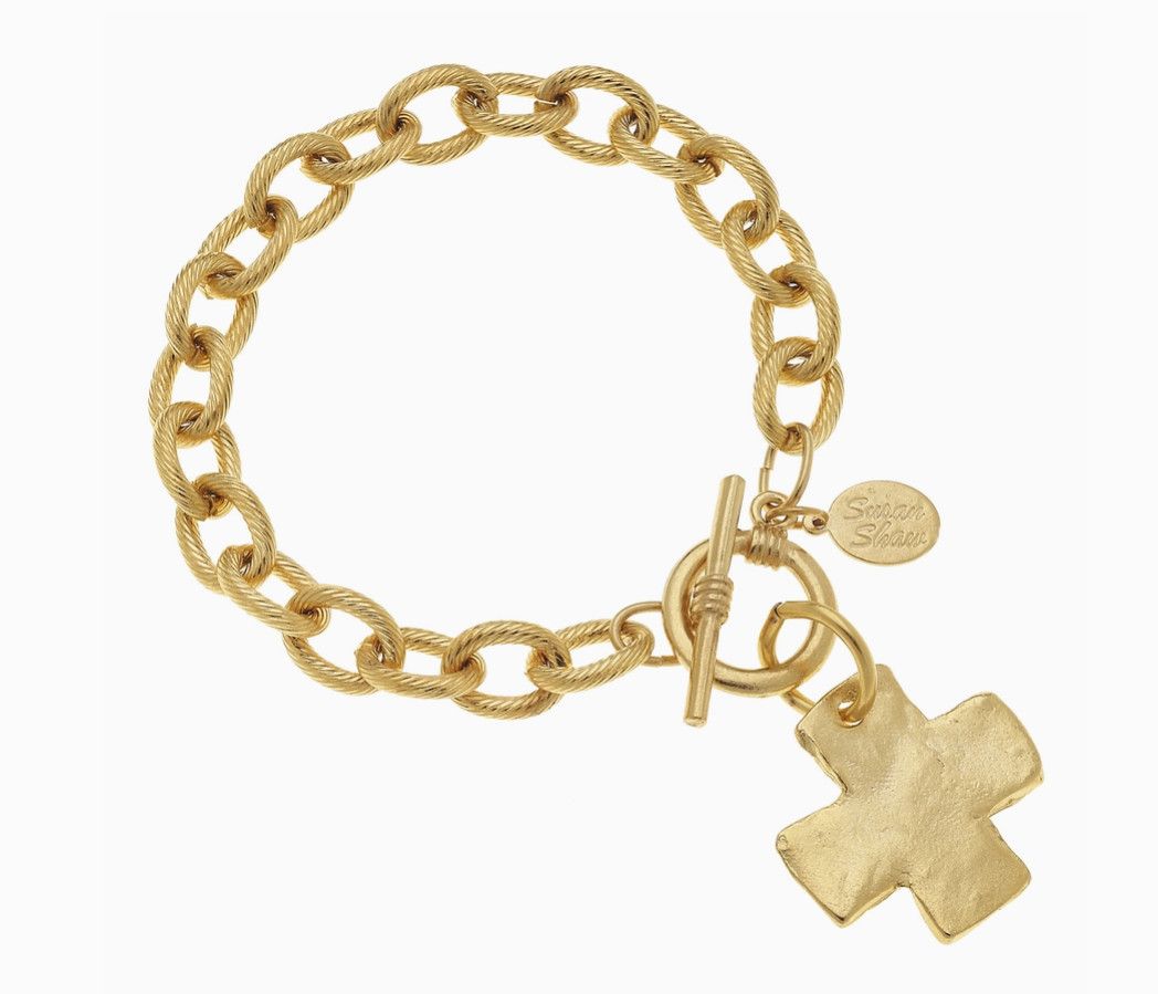 Gold Cross Toggle Bracelet