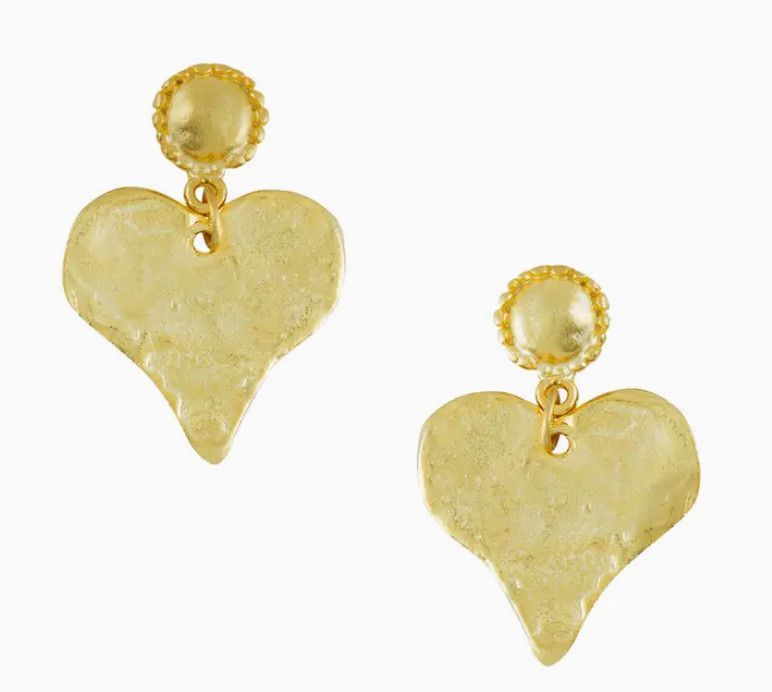 Gold Heart with Beaded Top Earrings