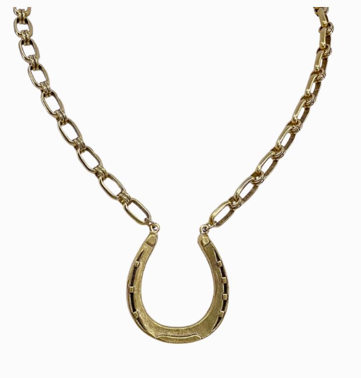 Vintage Reproduction Gold Plated Horseshoe Necklace