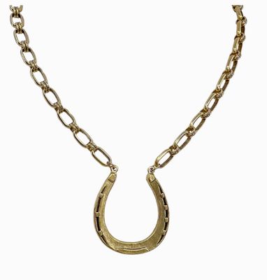 Vintage Reproduction Gold Plated Horseshoe Necklace