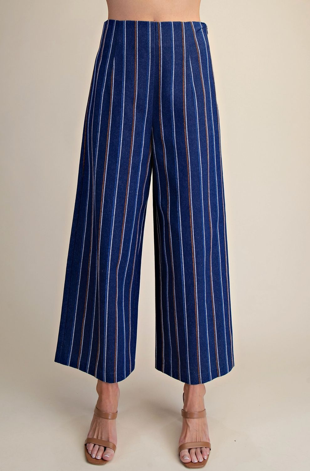 High Waist Wide Leg Pants, Color: Indigo, Size: S