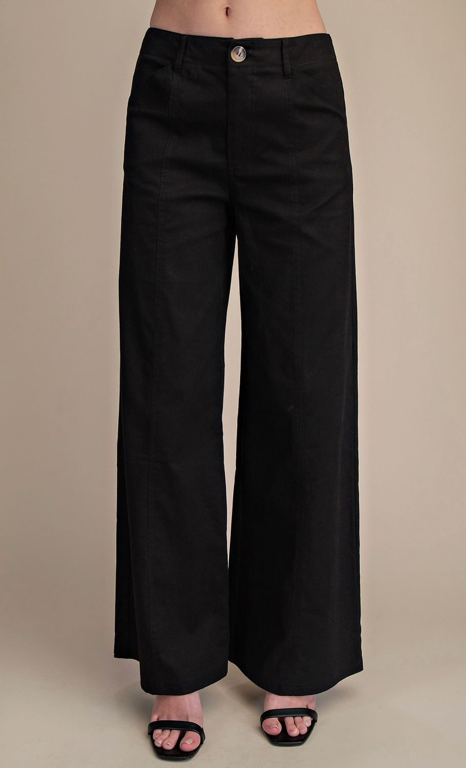 High Rise Wide Leg Pants, Color: Black, Size: S