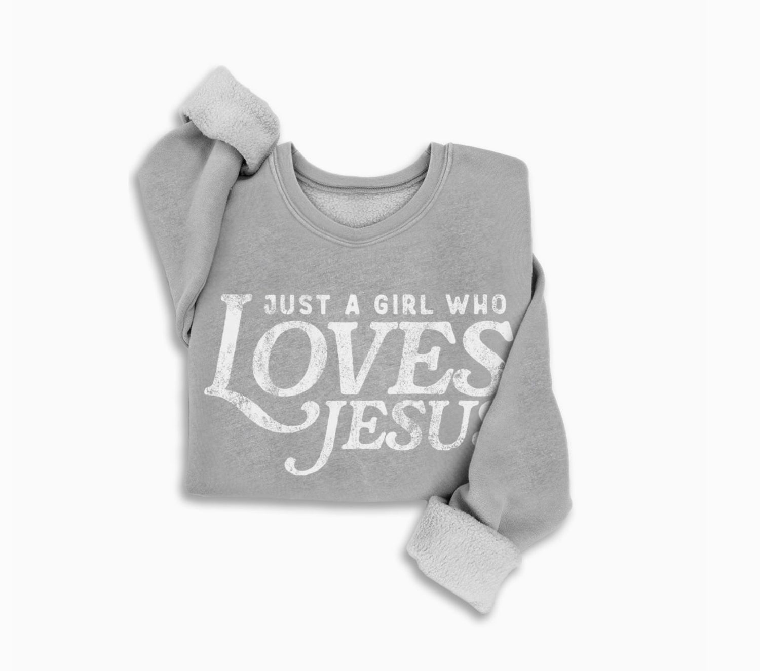 Just A Girl Who Loves Jesus Mineral Sweatshirt, Color: Heather Grey, Size: S