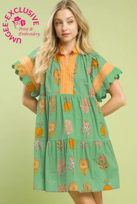 Short Dress with Contrast Striping Details