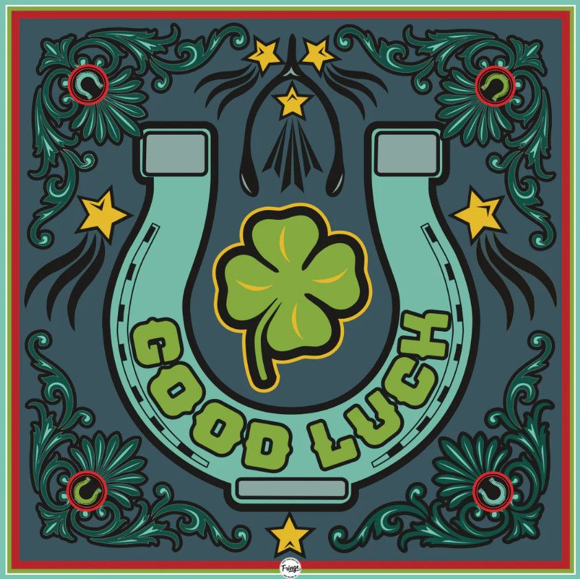 Lucky Horseshoe Bandana- Slate Blue