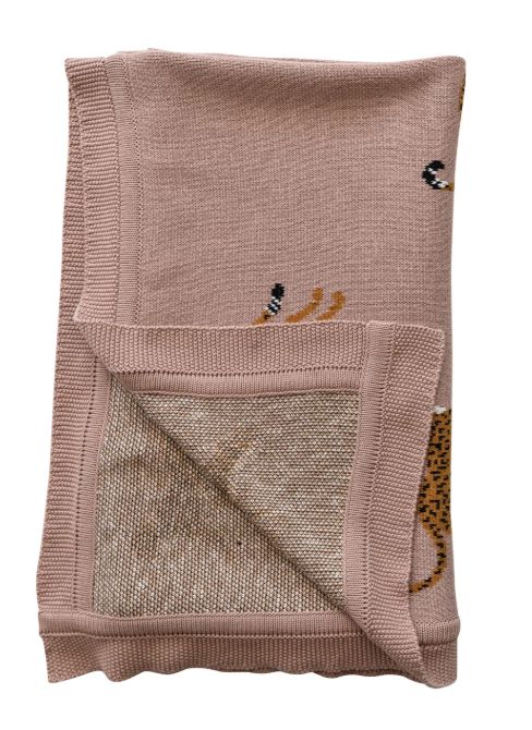 Cotton Knit Throw with Cheetahs Cotton Knit Throw with Cheetahs