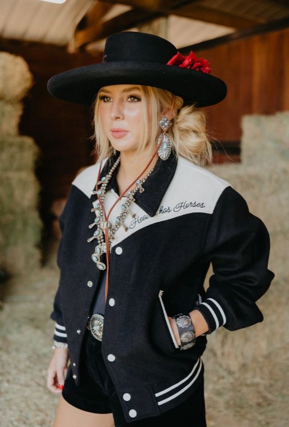 Heaven Has Horses Jacket, Color: Black/White, Size: XL