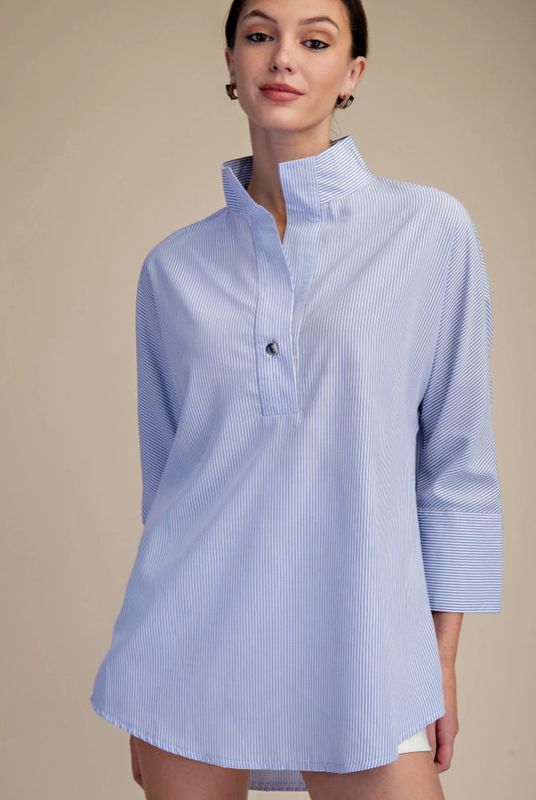 Stand Neck Dolman Sleeves Shirt