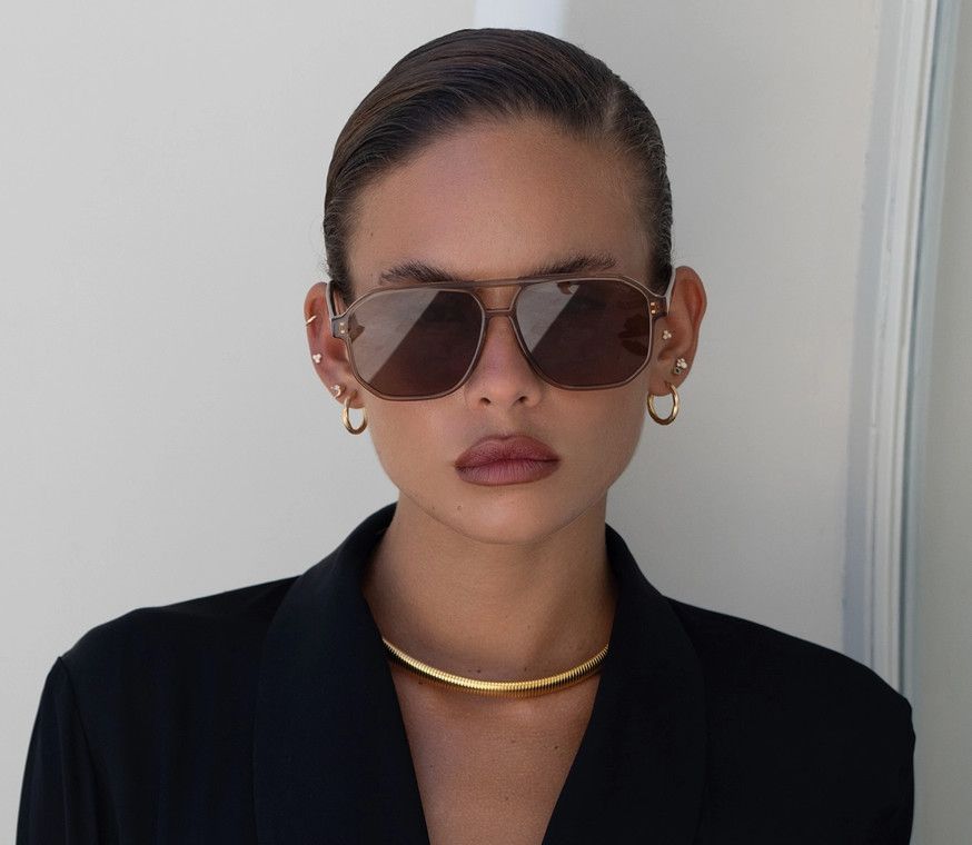 Billie Unisex Aviator Sunglasses- Light Brown