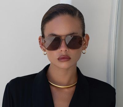 Billie Unisex Aviator Sunglasses- Light Brown