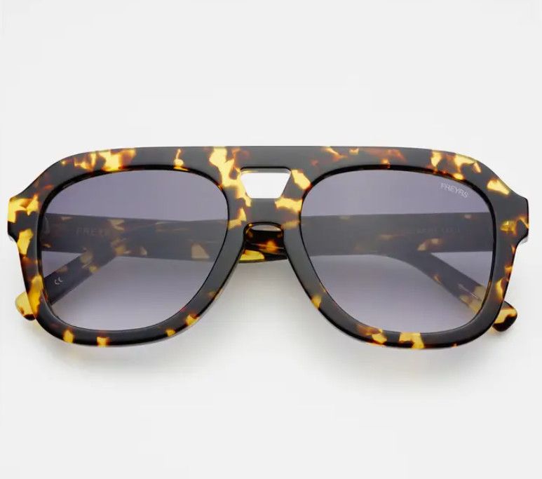 Voyager Acetate Oversized Aviator Sunglasses- Yellow/Tortoise