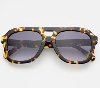 Voyager Acetate Oversized Aviator Sunglasses- Yellow/Tortoise