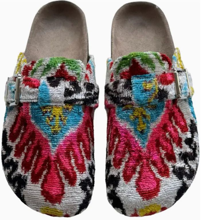 Silk Velvet Ikat Buckled Sandal