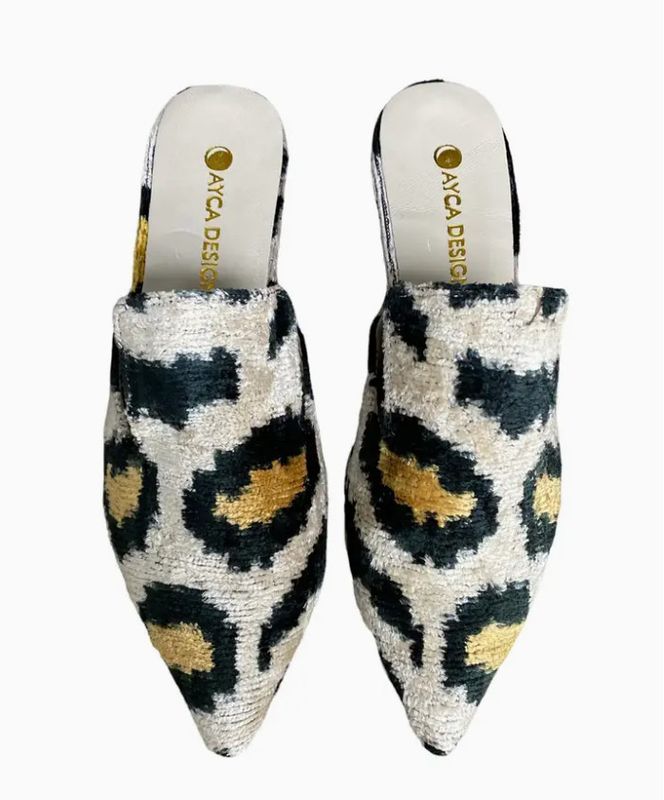 Silk Velvet Ikat Point Toe Slide