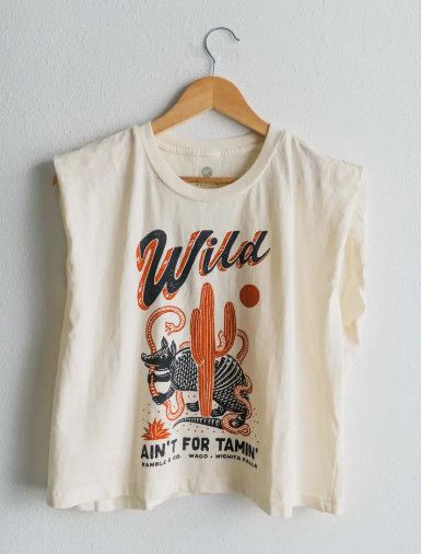 Wild Ain't For Tamin' Boxy Tee, Color: Cream, Size: S