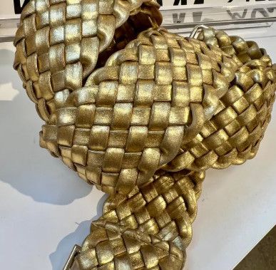 Woven Neoprene Strap- Metallic Gold