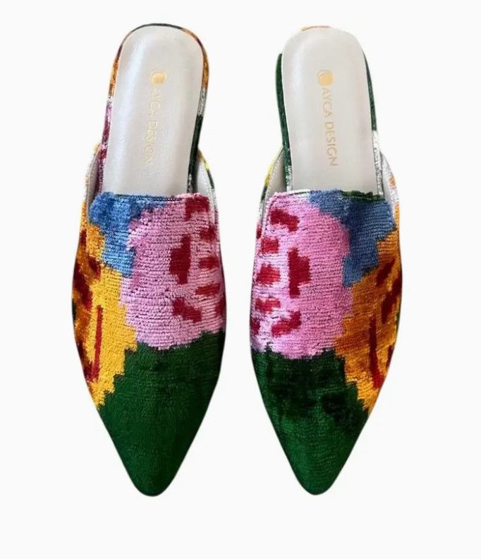 Silk Velvet Ikat Point Toe Slide