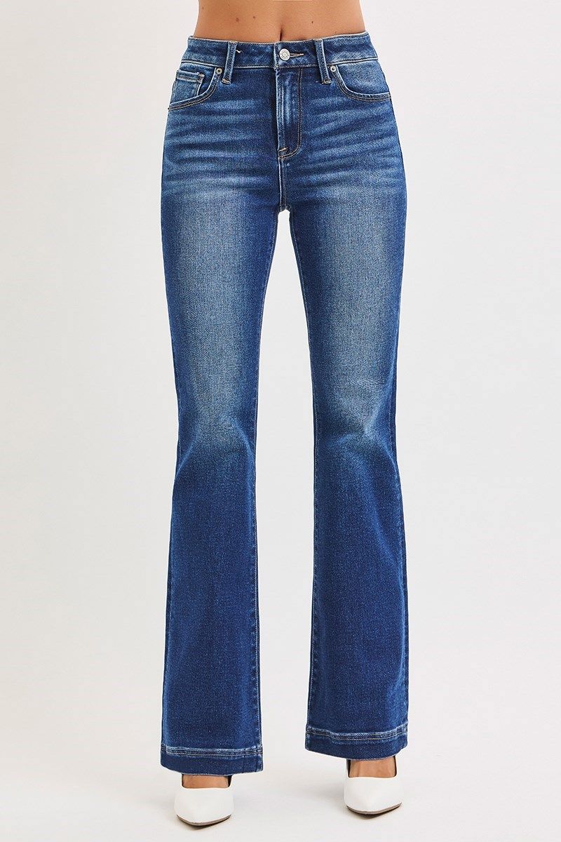 Low Rise Flare Jeans, Color: Deep Blue, Size: 1