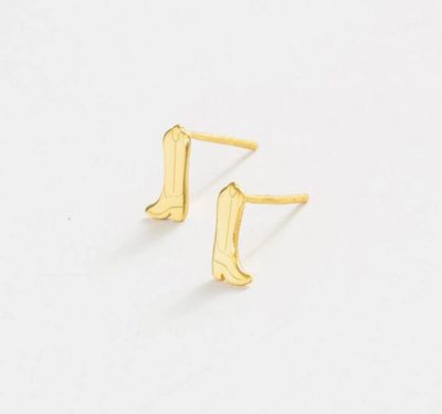 Alice Cowboy Boot Post Earrings Brass