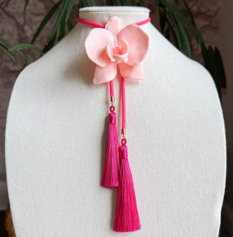 Orchid Bolo Blush Pink with Neon Pink &amp; Fuchsia