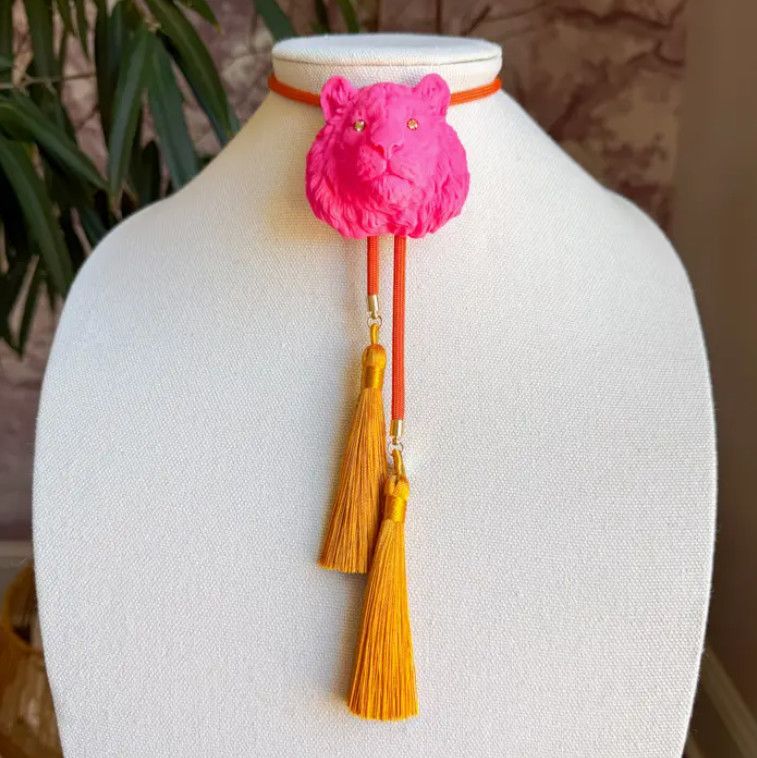 Tiger Bolo Flamingo Pink with Solar Orange &amp; Golden Yellow