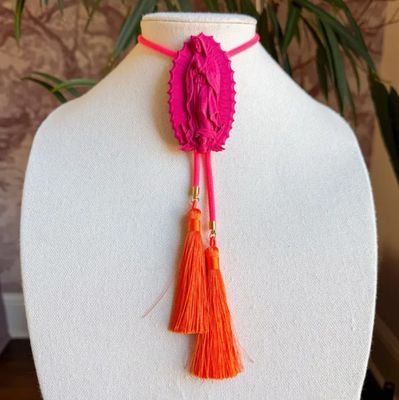 Our Lady of Glitterati Bolo Raspberry Pink with Neon Pink & Orange Our Lady of Glitterati Bolo Raspberry Pink with Neon Pink & Orange