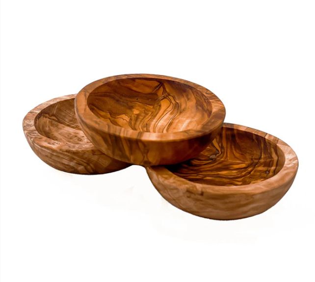 Olive Wood Dipping Bowls - Set of 3