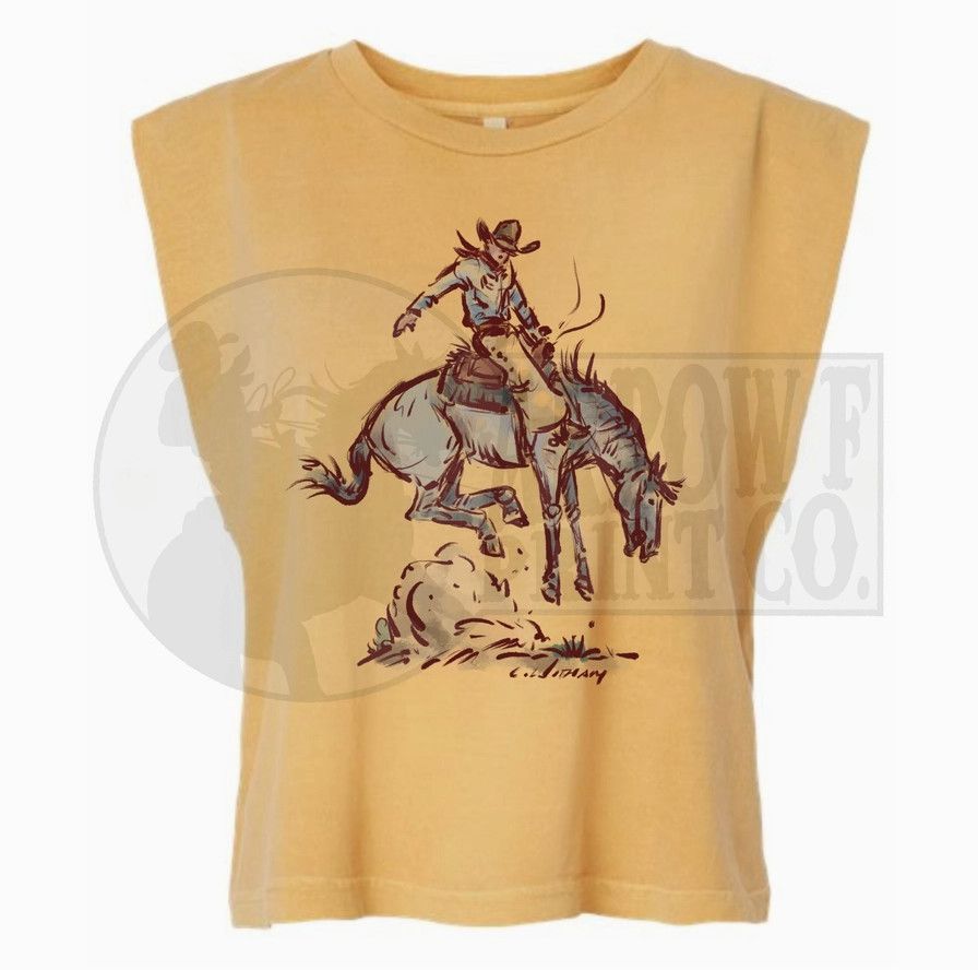 High Times Western Graphic Muscle Tank, Color: Gold, Size: S