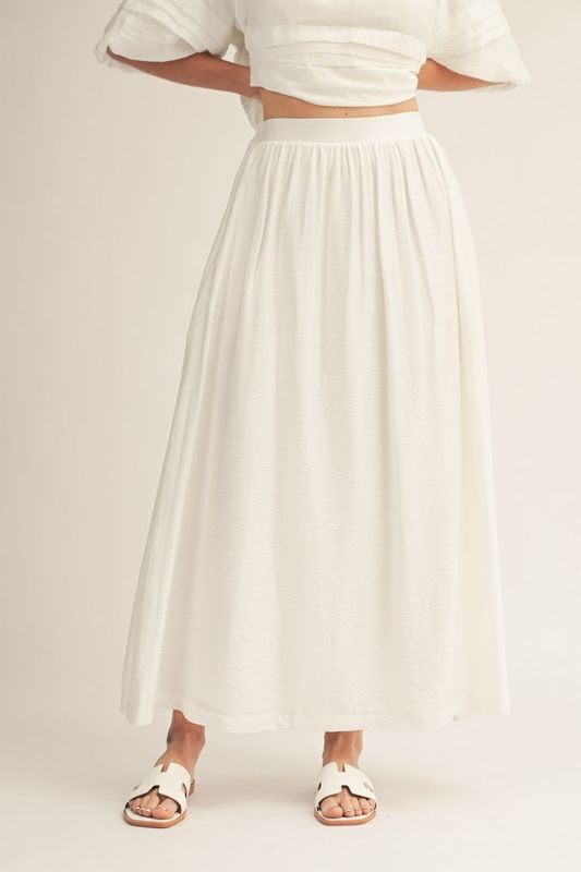 Elastic waist solid woven maxi skirt Elastic waist solid woven maxi skirt