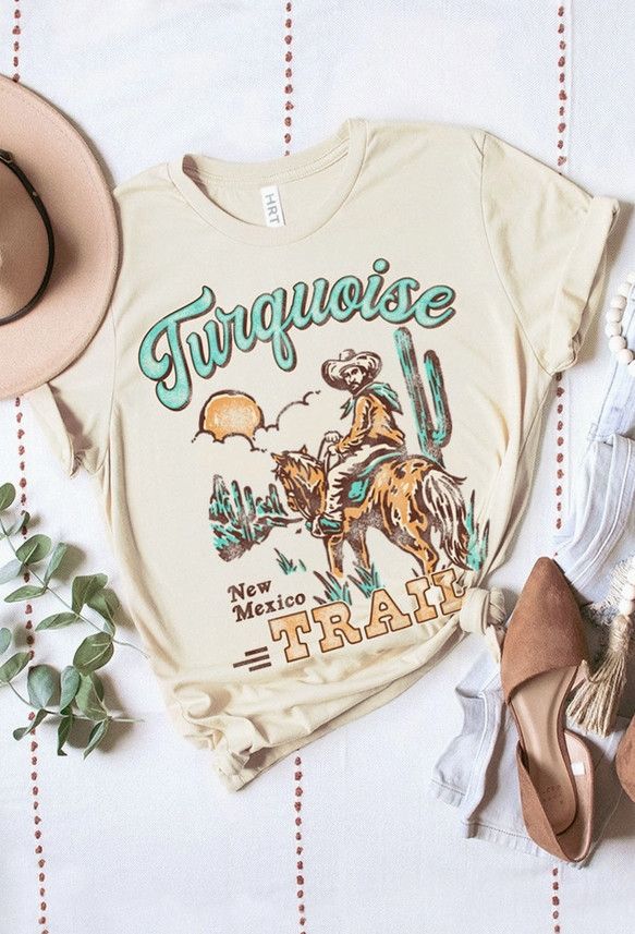 Turquoise Trail Cowboy Washed Graphic Tee, Color: Oatmeal, Size: S