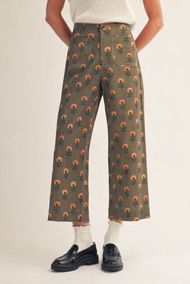 Wide leg boho floral casual pants