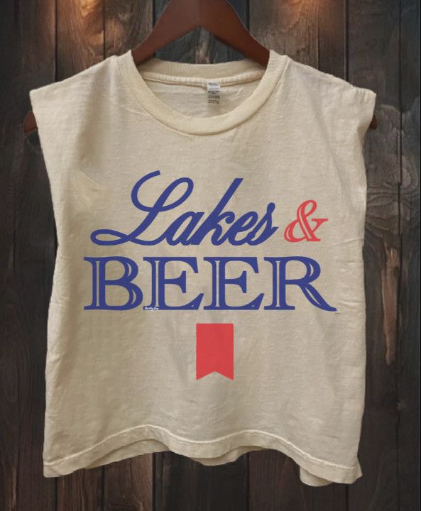 Lakes and Beer Boxy Muscle Top, Color: Cream, Size: S