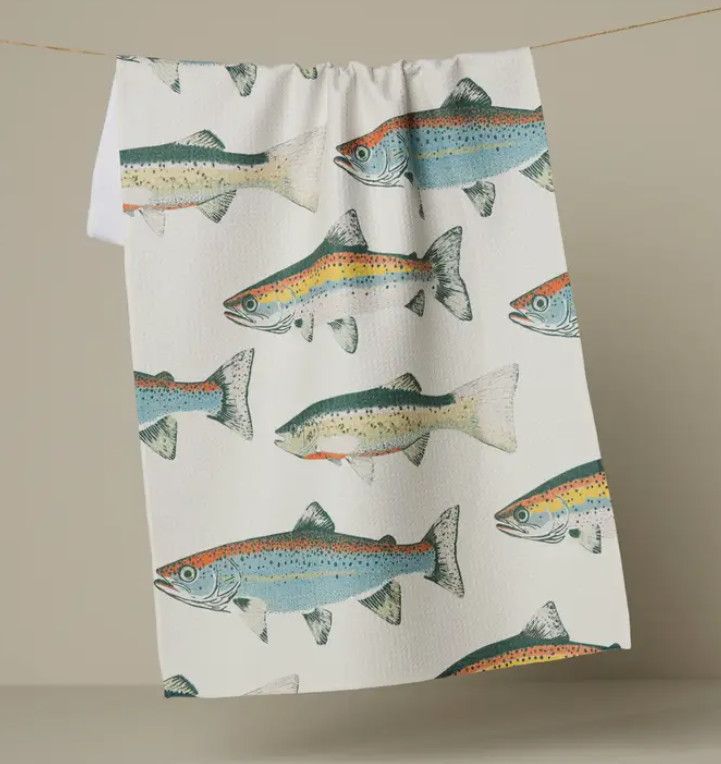Hooked On Fishing Tea Towel