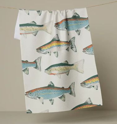 Hooked On Fishing Tea Towel