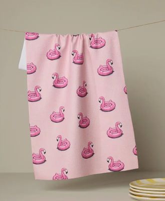 Flamingo Floatie Tea Towel