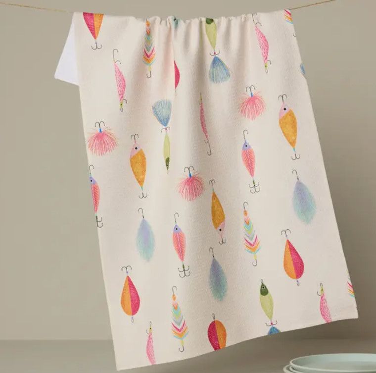 Fishing Lures Tea Towel
