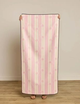 Flamingo Stripe Pink Beach Towel