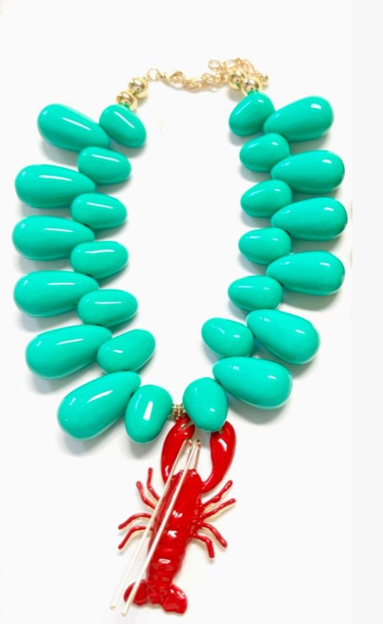 Lobster- Kitsch and Sea- Resin Bead Statement Necklace