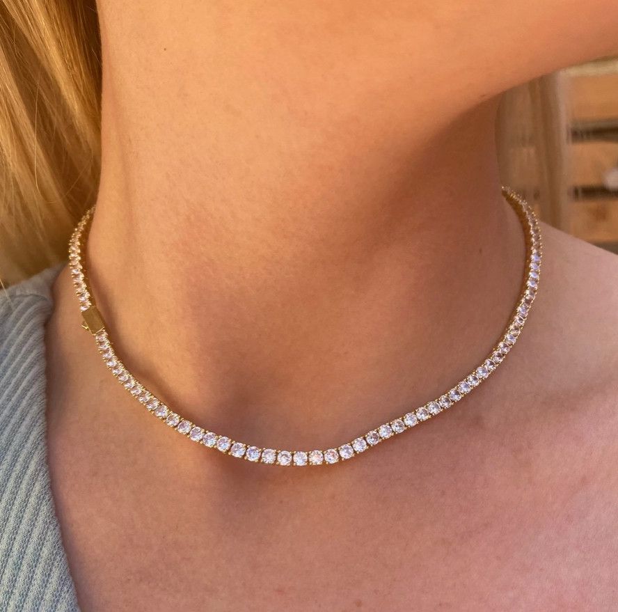 Tennis Necklace- Yellow Gold 4mm