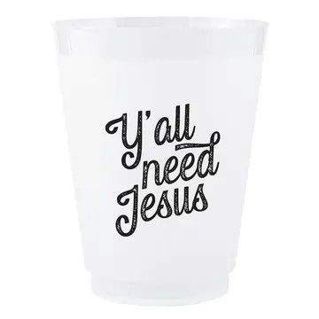 Y'all Need Jesus - Set of 8 Frosted Cups