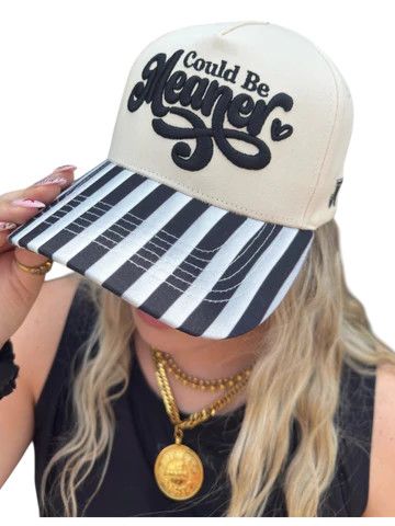 "Could be Meaner" Black Striped Hat