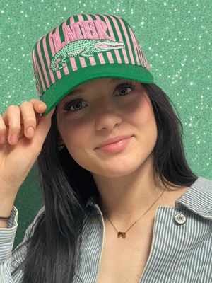 "Later Gator" Pink and Green Striped Hat